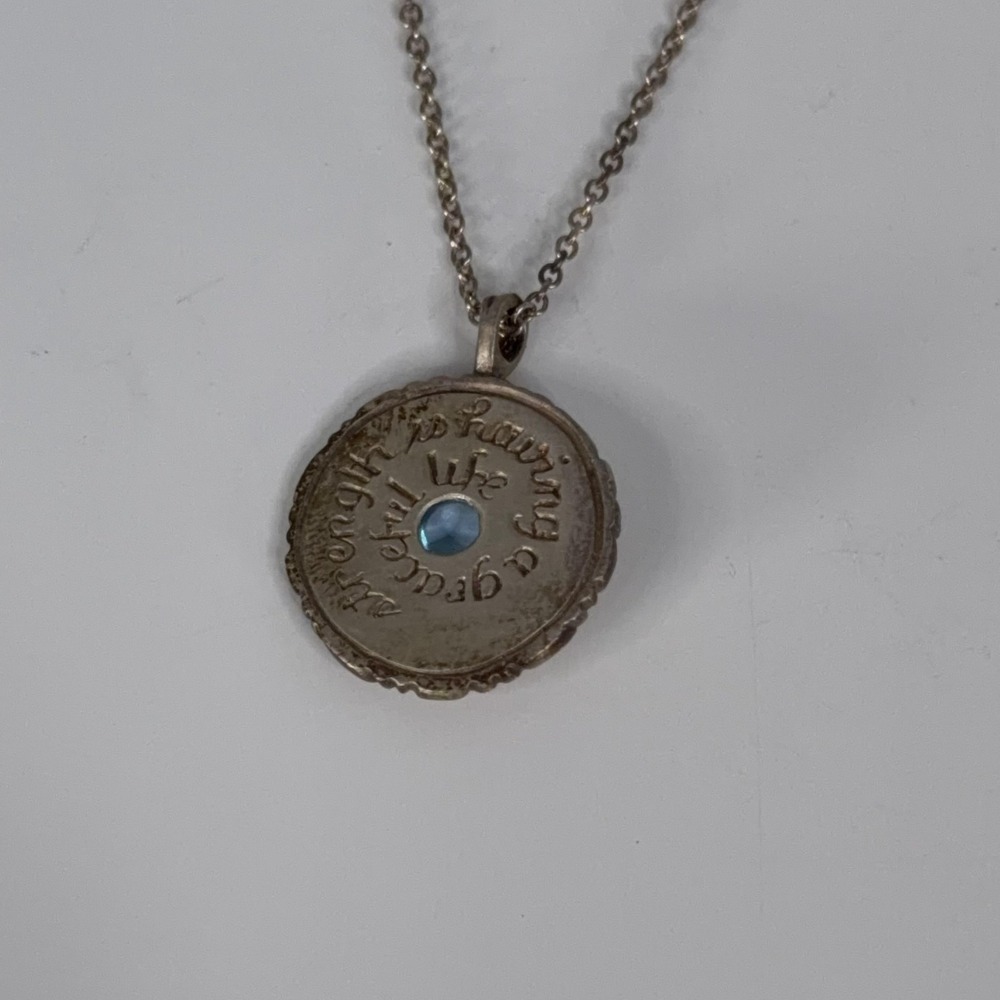 Me&Ro Sterling Silver 925 Round Blue Stone Pendant Necklace 18in Inspirational - Picture 4 of 11